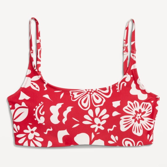 NWT OLD NAVY Scoop-Neck Bikini Swim Tops Color: Bold Red Floral - Picture 1 of 11